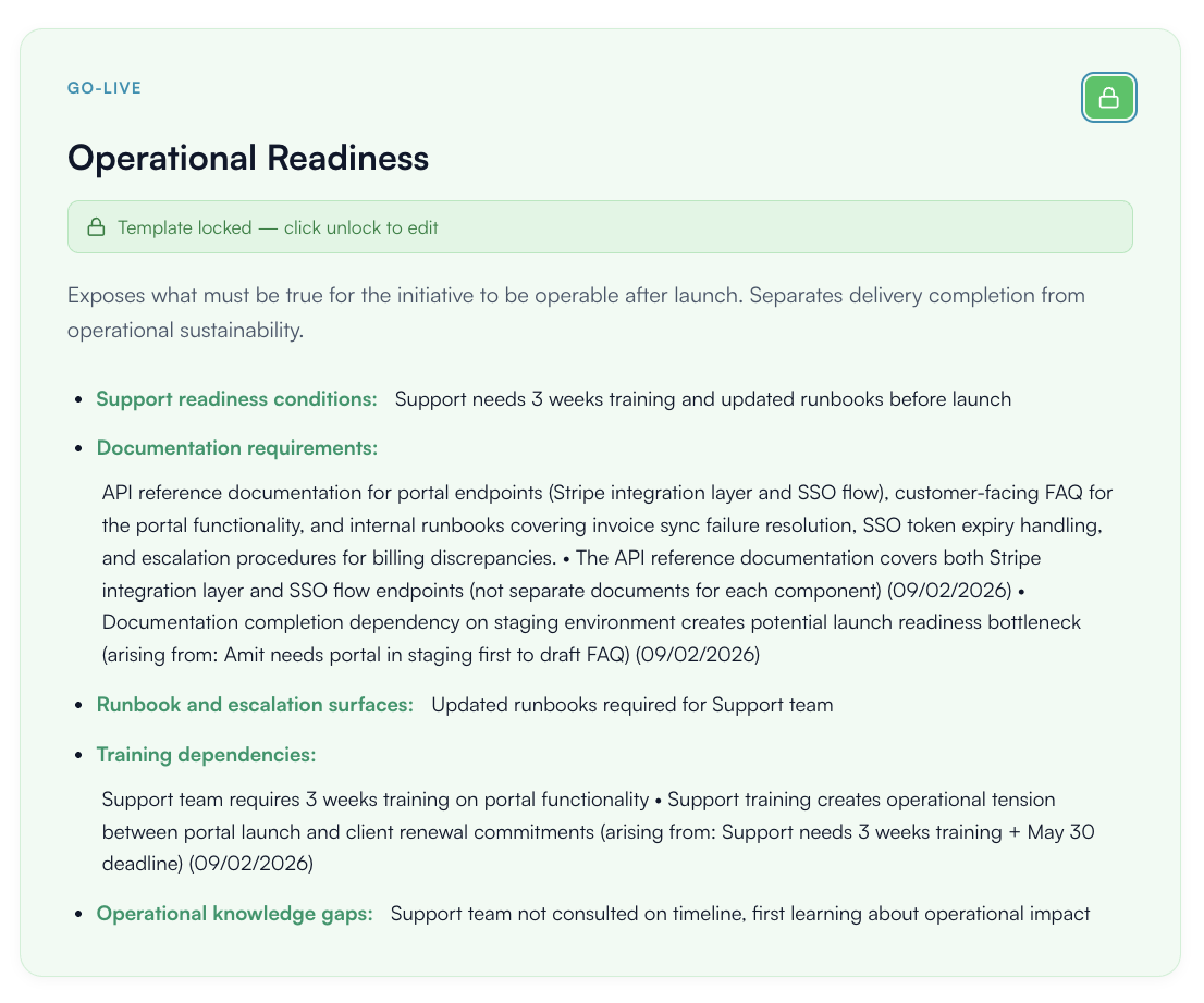 Udaro consideration triage — locked template with readiness indicators